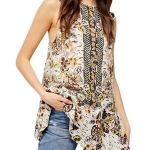 Free People Summer in Tulum Linen Blend Peplum Tunic. Size Large.